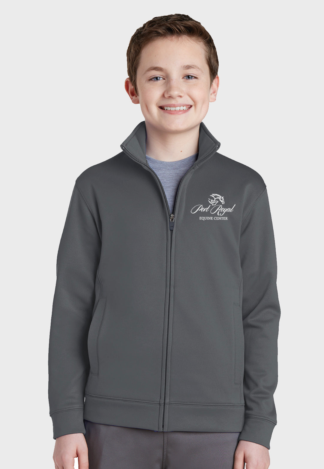 Port Royal Equine Center Sport-Tek® Youth Fleece Full Zip Jacket - Grey