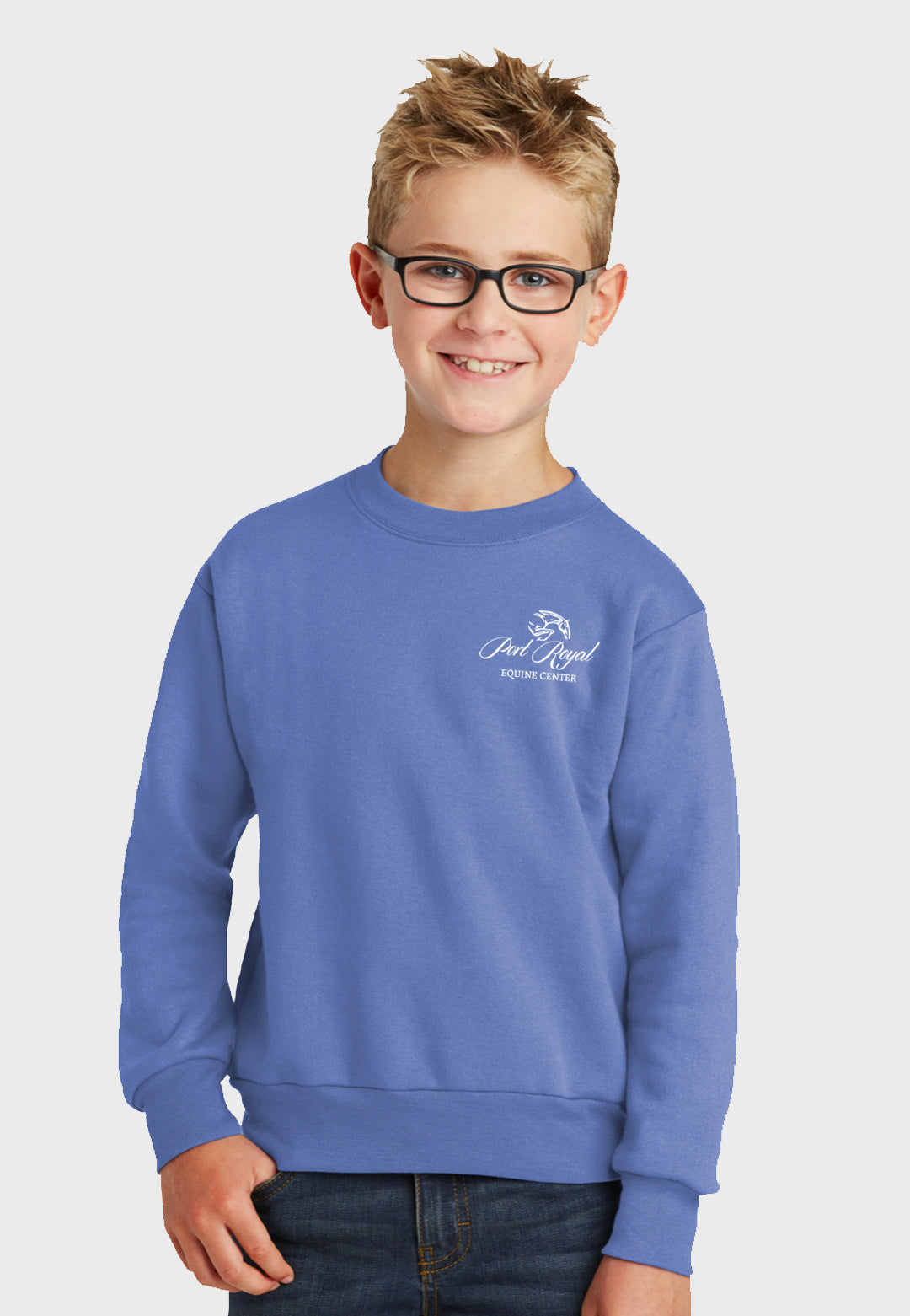 Port Royal Equine Center Port & Company® Youth Blue Core Fleece Crewneck Sweatshirt