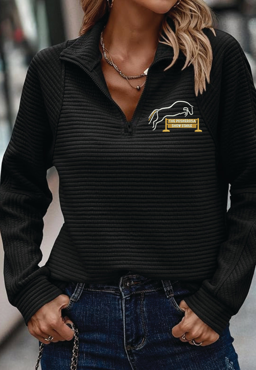 Posnerosa Show Stables Ladies Quarter Zip Casual Sweatshirt