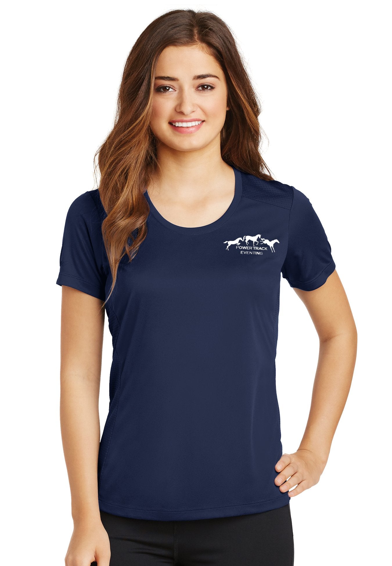 Power Track Eventing Sport-Tek® Ladies PosiCharge® Competitor™ Tee - Navy