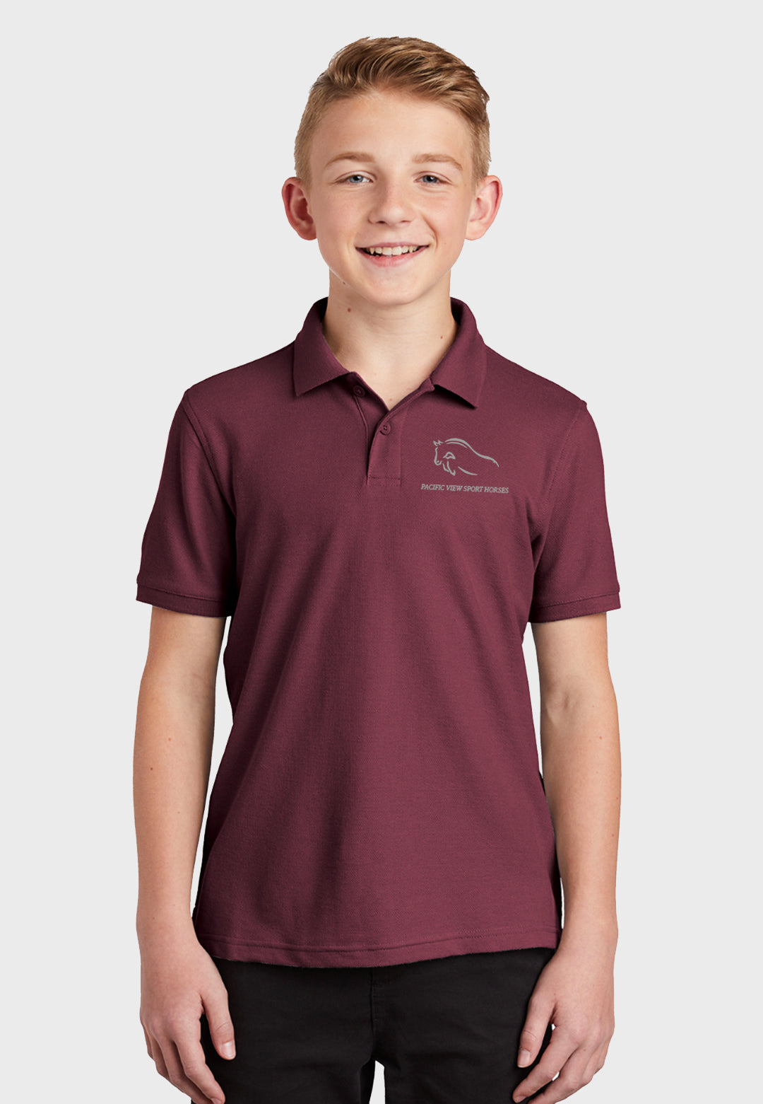 Pacific View Sport Horses Port Authority® Youth Classic Pique Polo - Maroon