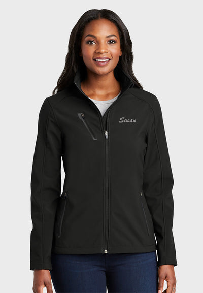 Pacific View Sport Horses Port Authority® Ladies Welded Black Soft Shell Jacket