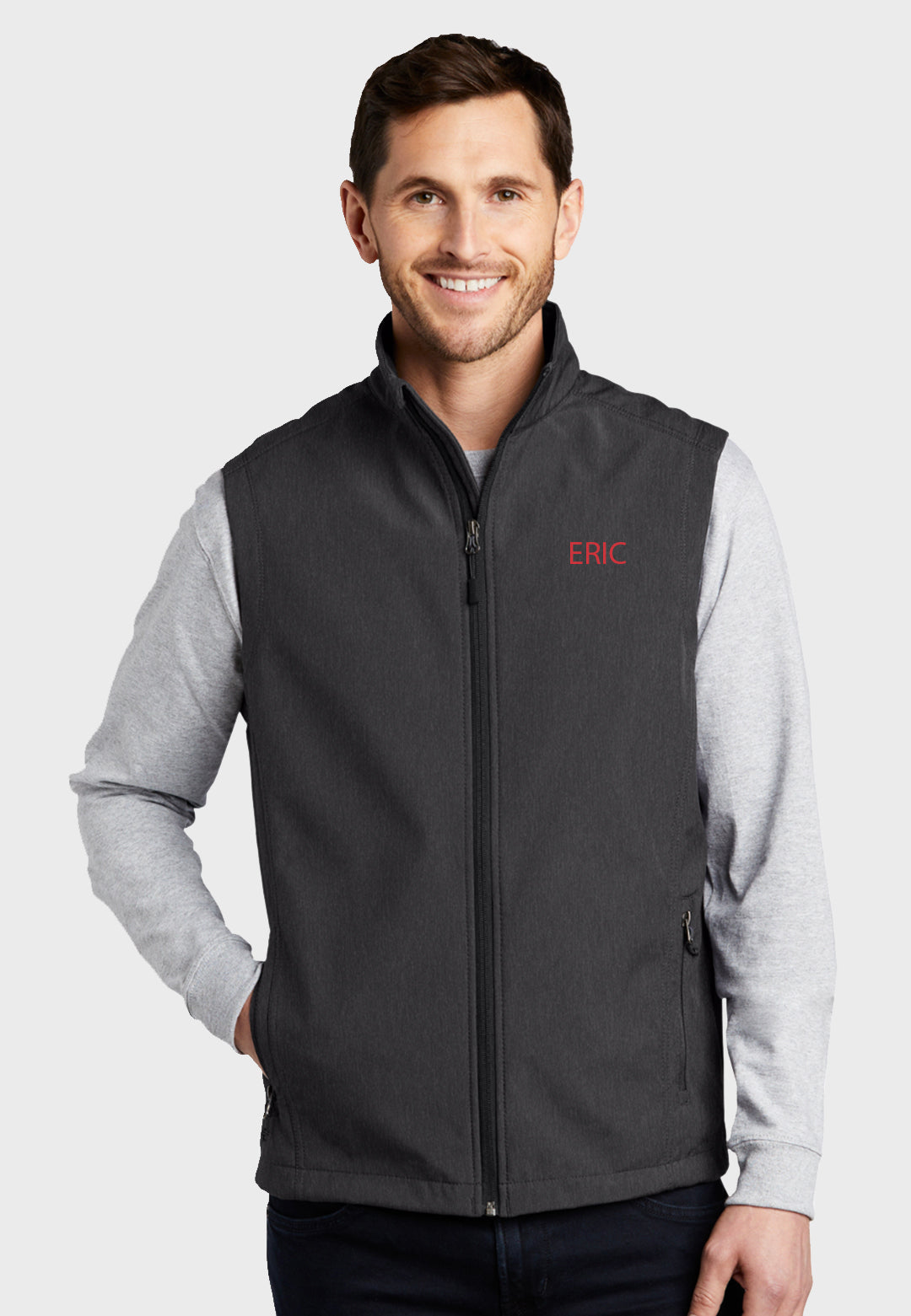 Red Line Equestrian Port Authority® Mens Black Core Soft Shell Vest - Grey