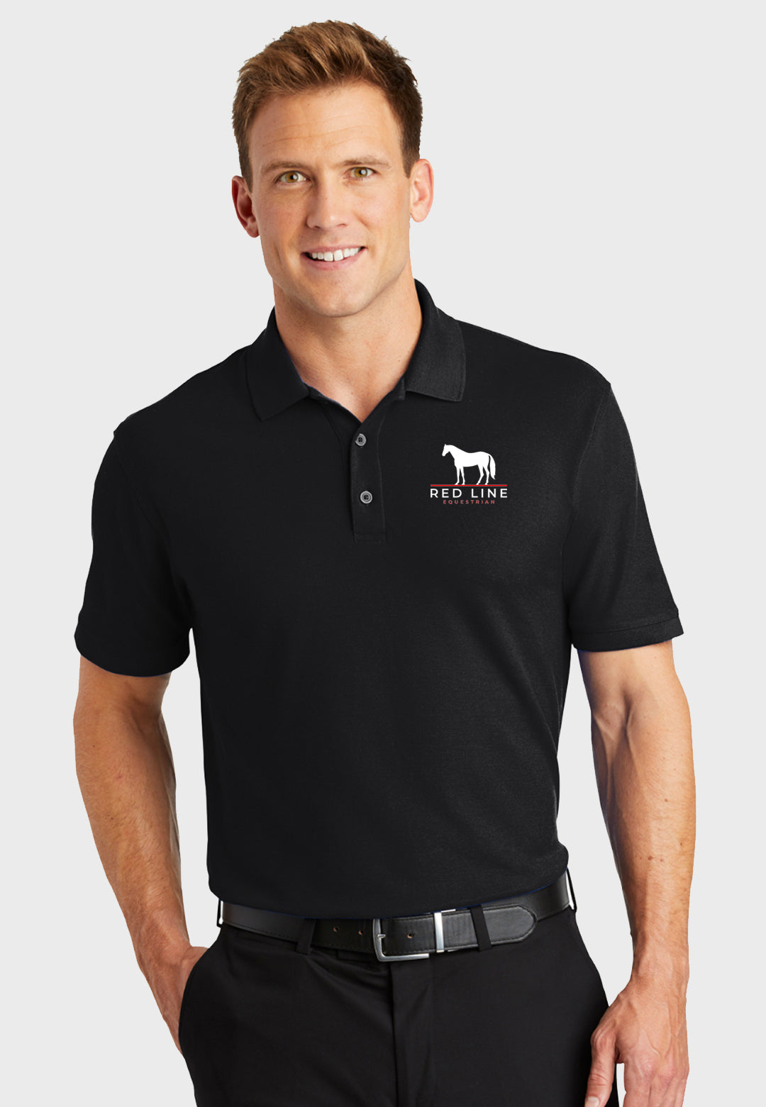 Red Line Equestrian Port Authority® Mens Core Classic Pique Polo - Black