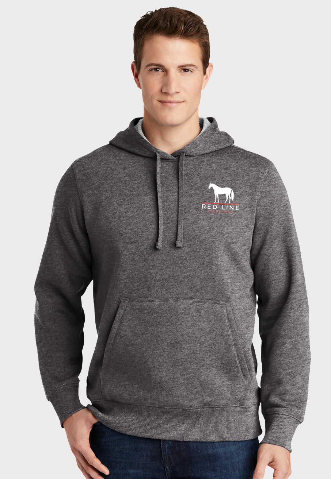 Red Line Equestrian Sport-Tek®  Mens + Youth Hooded Sweatshirt - Grey