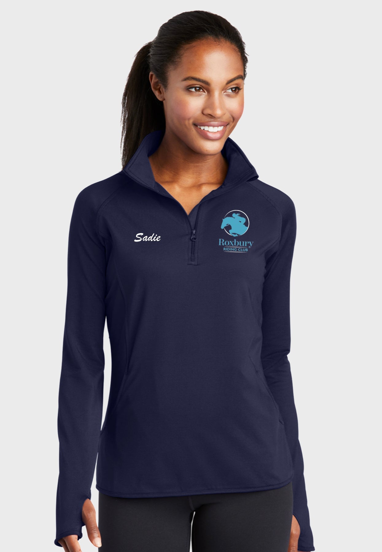 Roxbury Riding Club Sport-Tek® Ladies Sport-Wick® Stretch 1/2-Zip Pullover - Navy