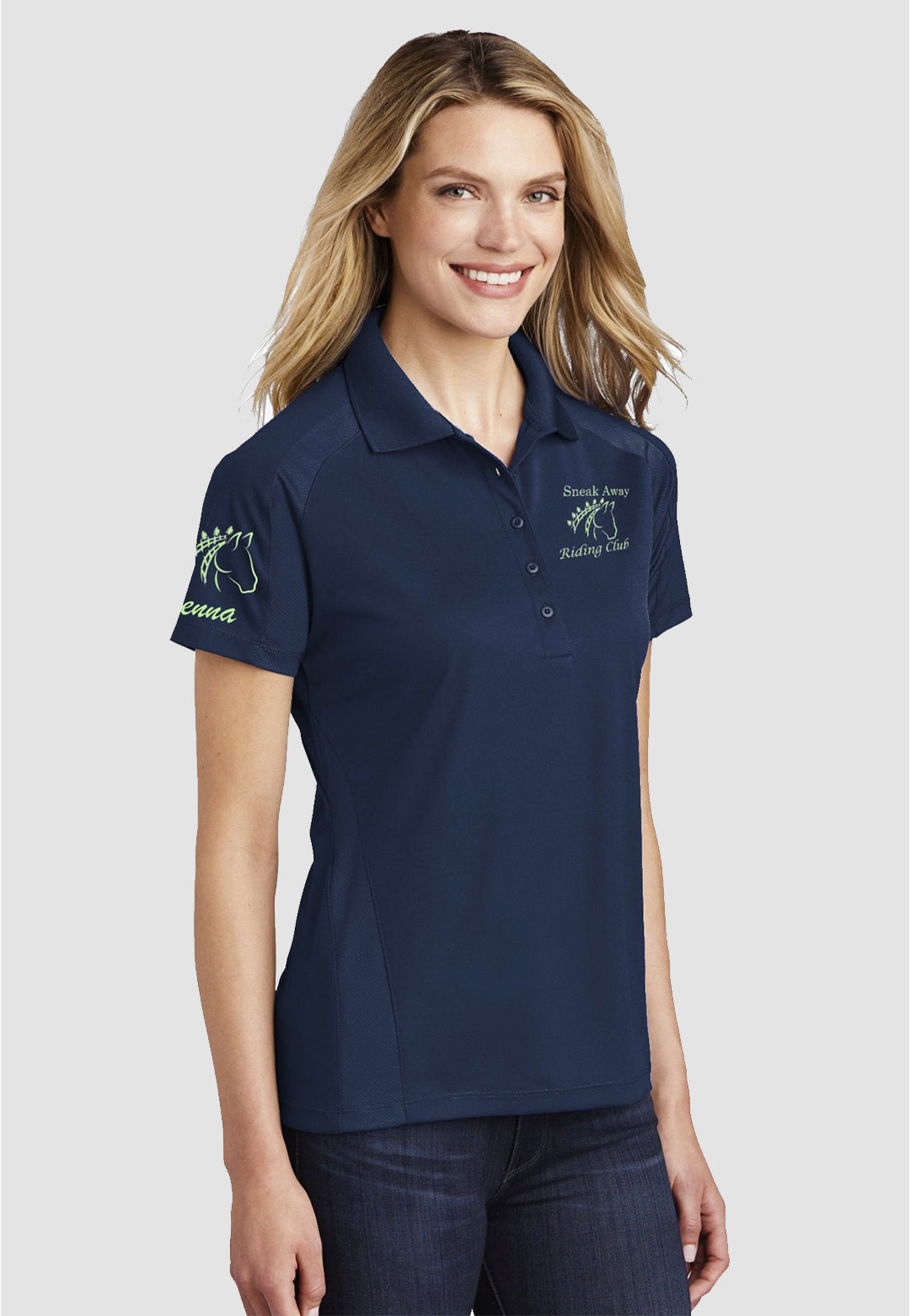 Sneak Away Riding Club Ladies Dri-Mesh® Pro Polo - Navy/White