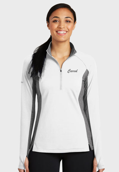 Cheshire Run Farm Sport-Tek® Ladies Sport-Wick® Stretch Contrast 1/2-Zip Pullover - White + Grey