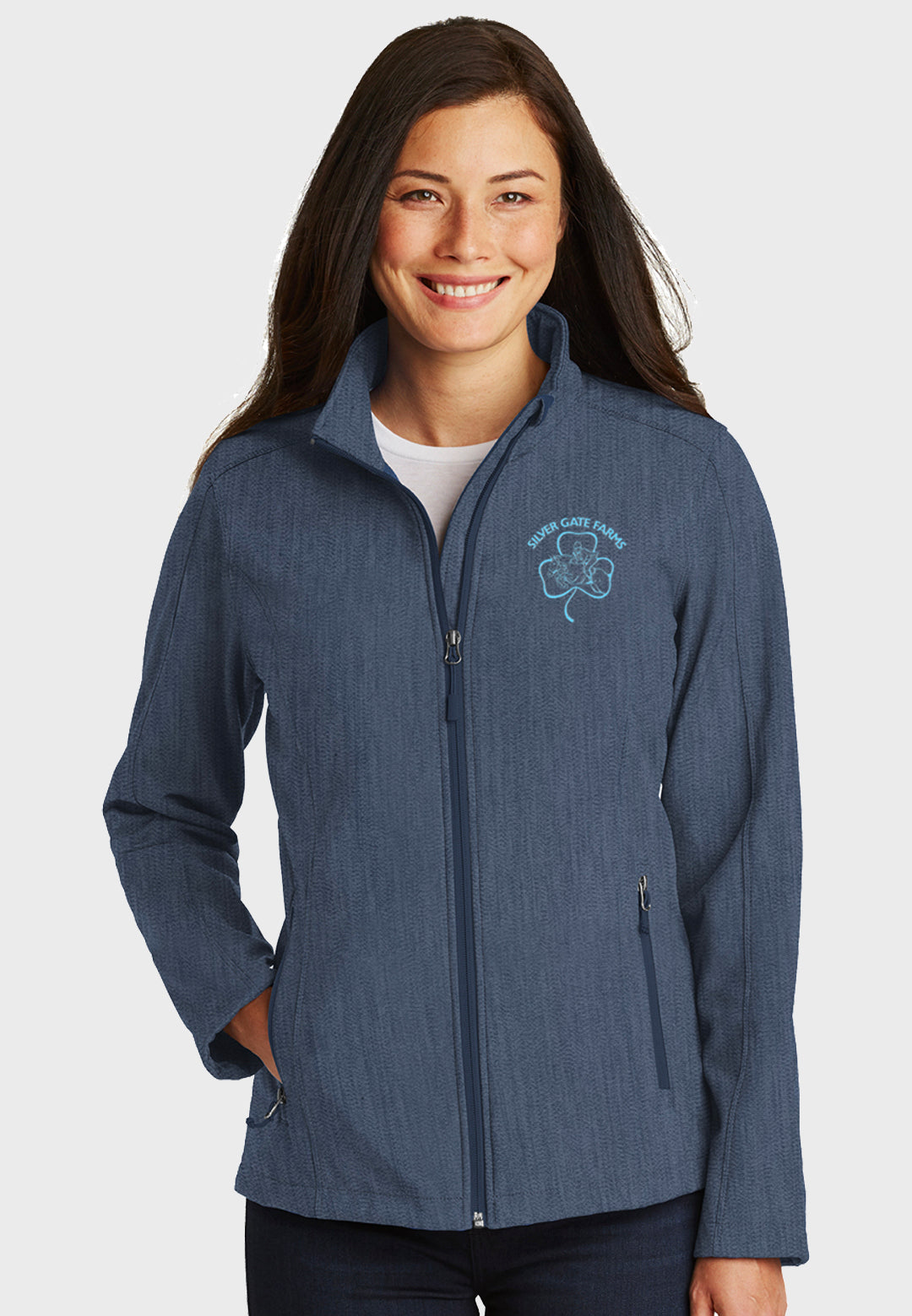 Silver Gate Farms Port Authority® Ladies Core Soft Shell Jacket - Navy Heather