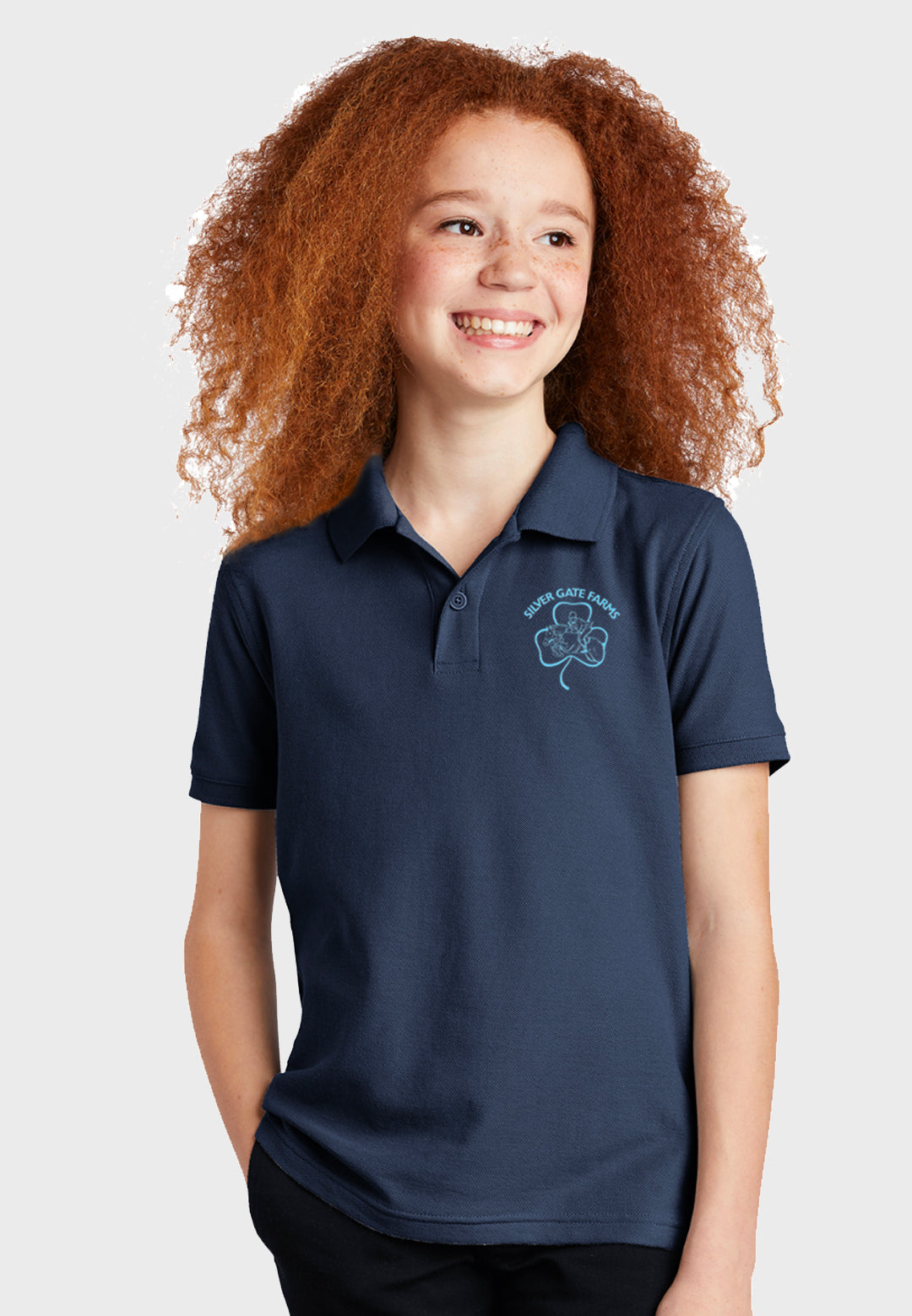 Silver Gate Farms Port Authority® Youth Classic Pique Polo - Navy