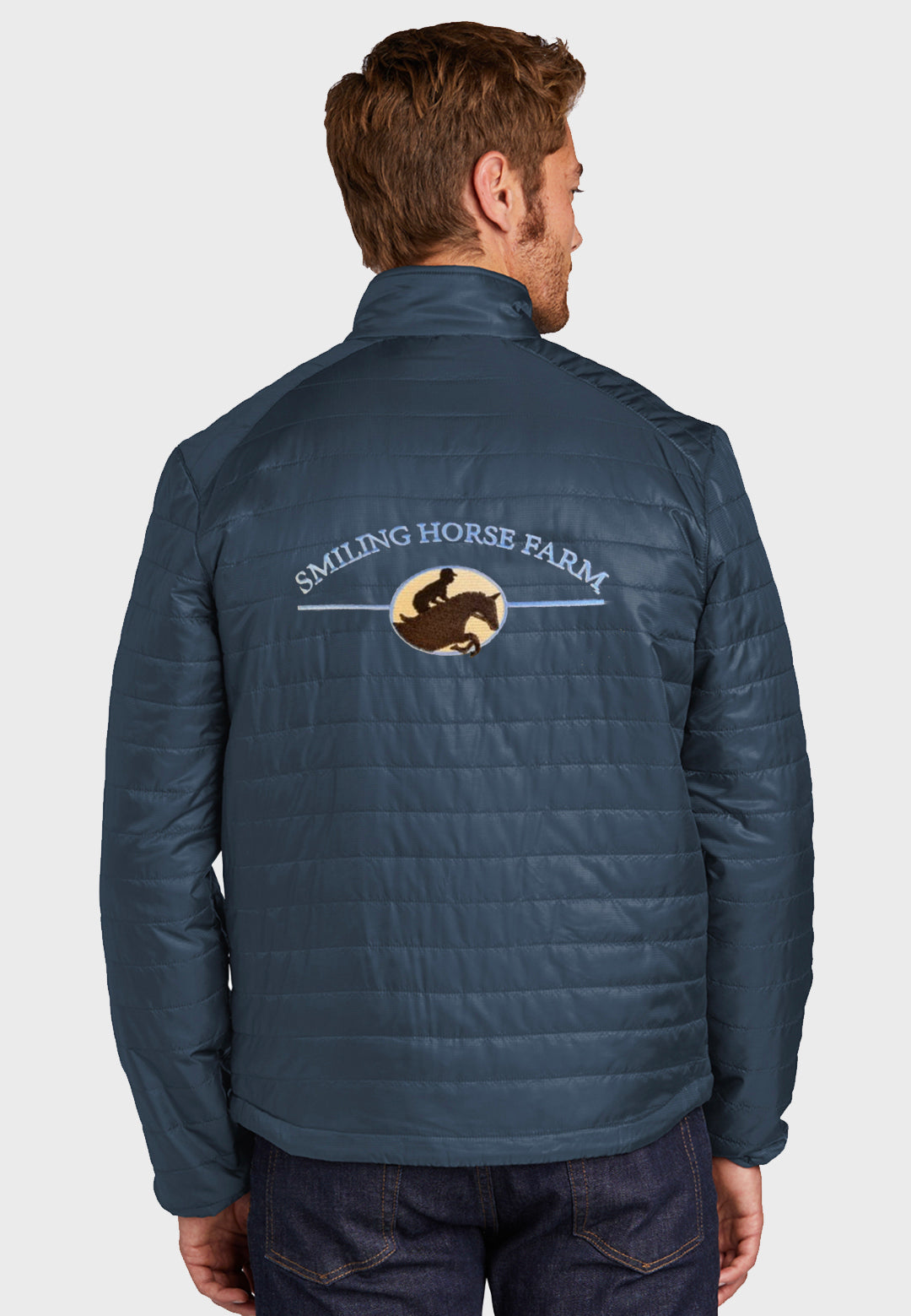 Smiling Horse Farm Port Authority® Mens Packable Puffy Jacket - Navy