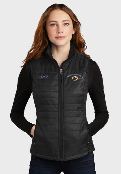 Smiling Horse Farm Port Authority® Ladies Packable Down Vest - Black