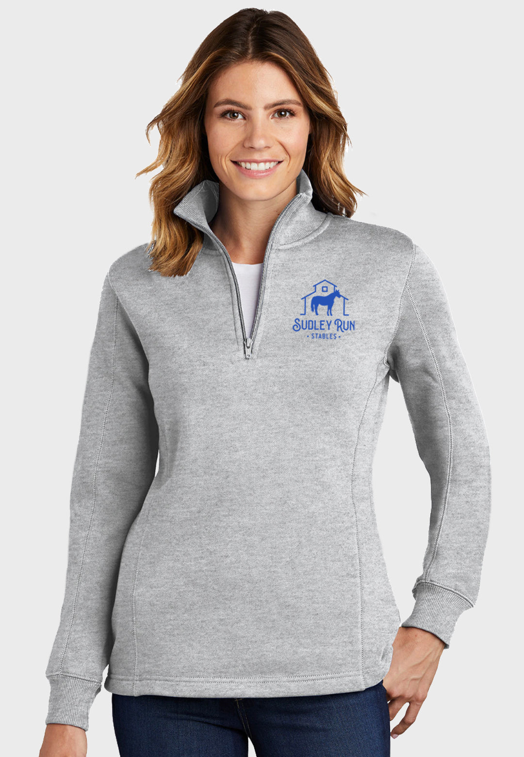 Sudley Run Stables Sport-Tek® Ladies 1/4-Zip Sweatshirt - Grey