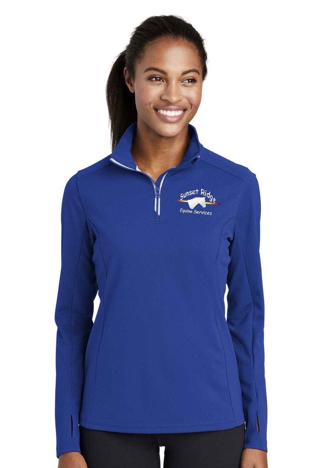 Sunset Ridge Equine Services Sport-Tek® Sport-Wick® Ladies Textured 1/4-Zip Pullover