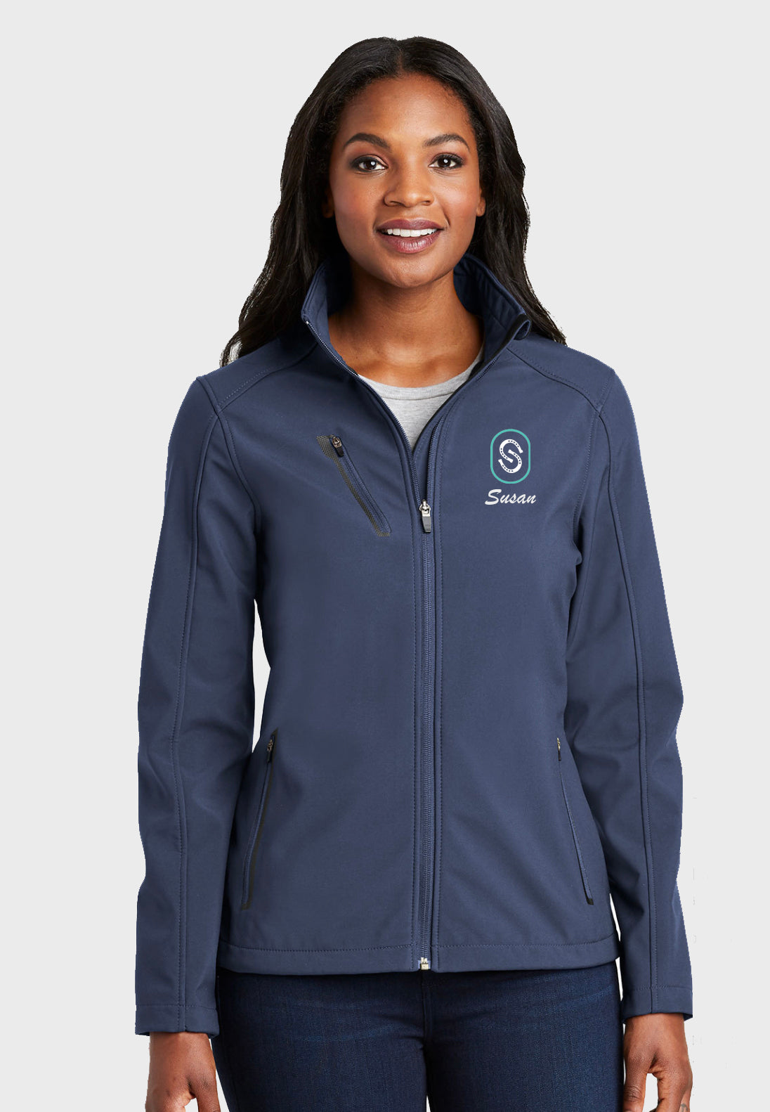 Steady Strides Riding Center Port Authority® Ladies Welded Soft Shell Jacket - Navy