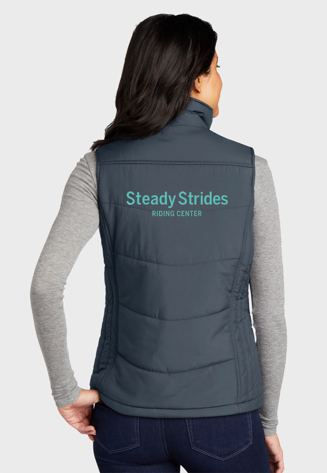 Steady Strides Riding Center Port Authority® Ladies Puffy Vest - Dark Slate