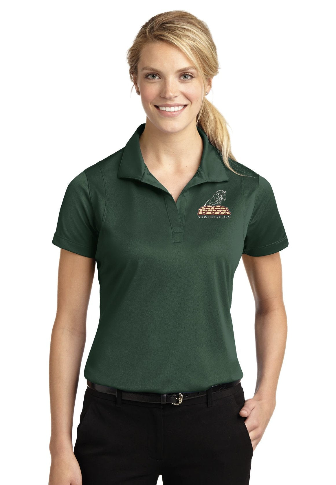Stonebroke Farm Sport-Tek® Ladies Sport-Wick® Polo - Hunter Green