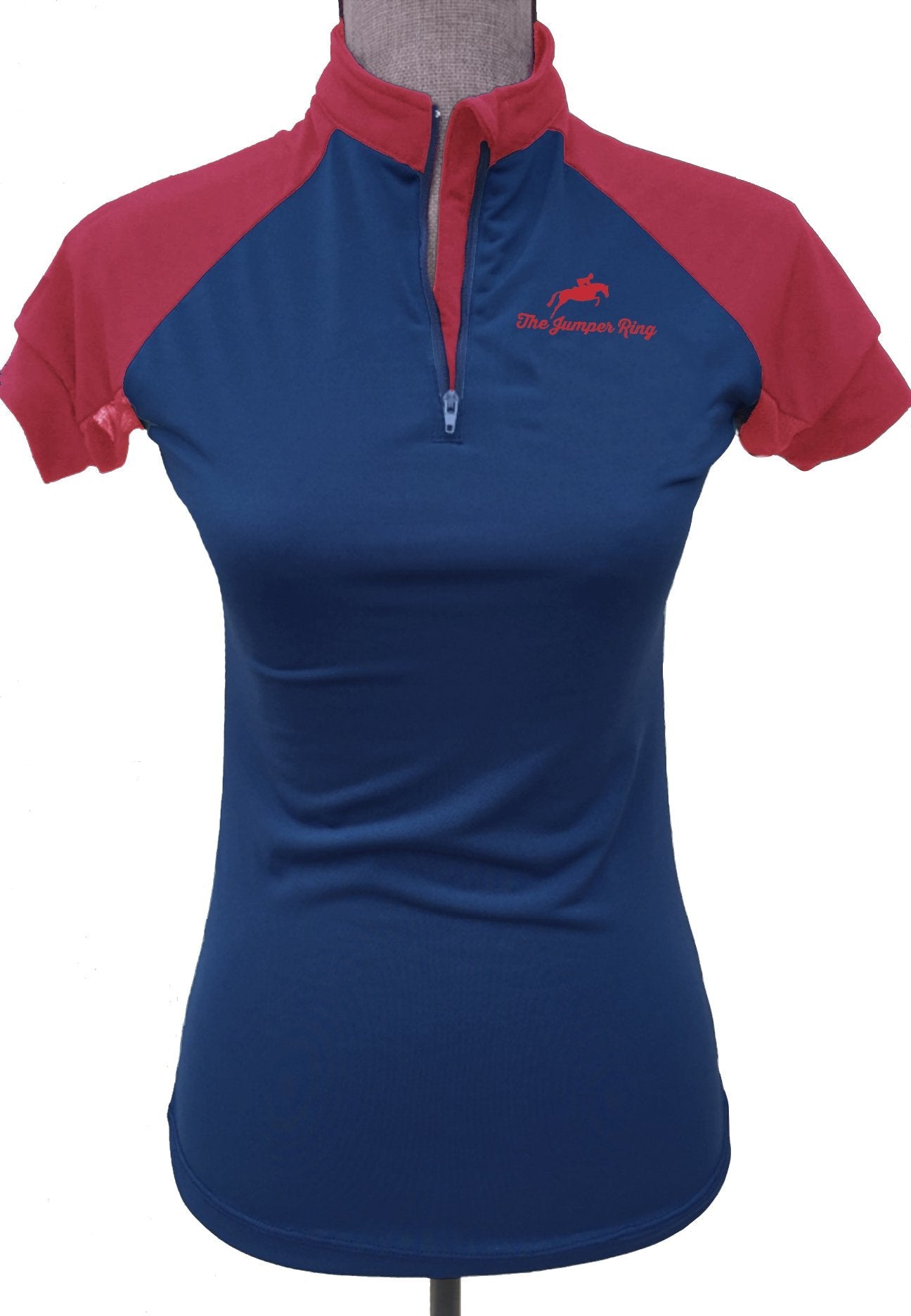 The Jumper Ring Adult Custom Sun Shirt - Short Sleeve Navy with Red Accents