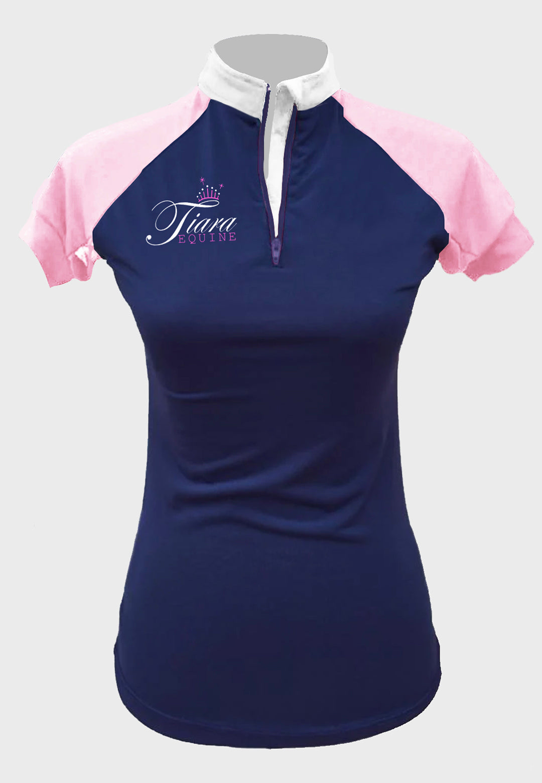 Tiara Equine Navy Short Sleeve Custom Sun Shirt,    Ladies + Youth Sizes