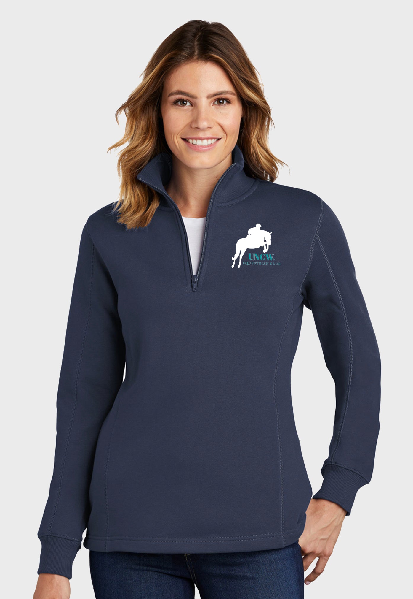 UNCW Equestrian Club Sport-Tek® Ladies 1/4-Zip Sweatshirt - Navy