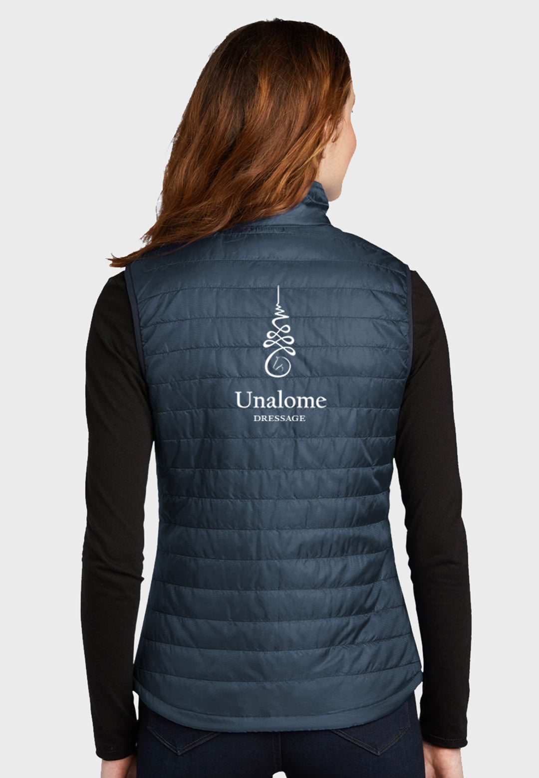 Unalome Dressage Port Authority® Ladies Packable Down Vest - River Blue