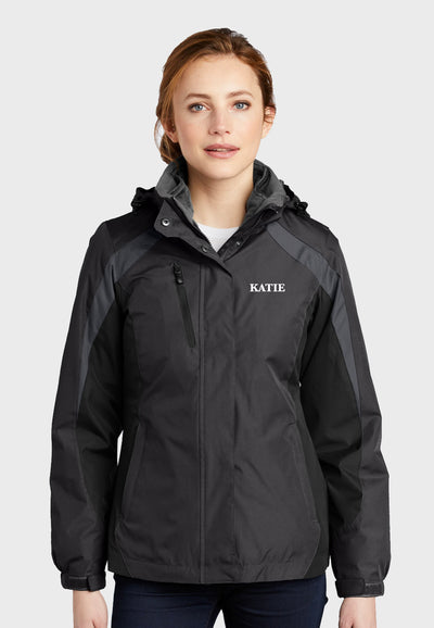 Unalome Dressage Port Authority® Ladies Colorblock 3-in-1 Jacket - Black