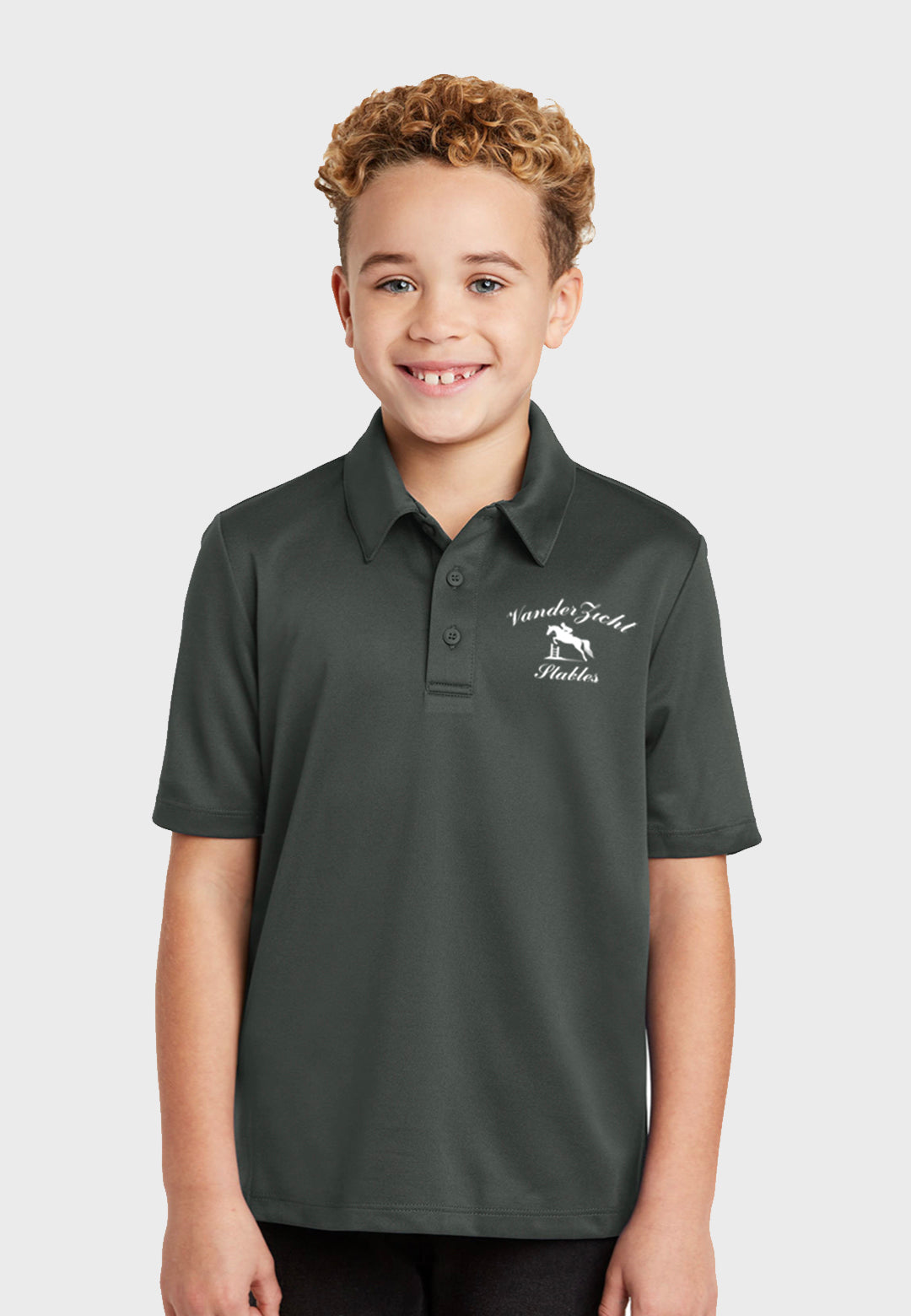 VanderZicht Stables Youth Port Authority® Silk Touch™ Polo - Steel Grey
