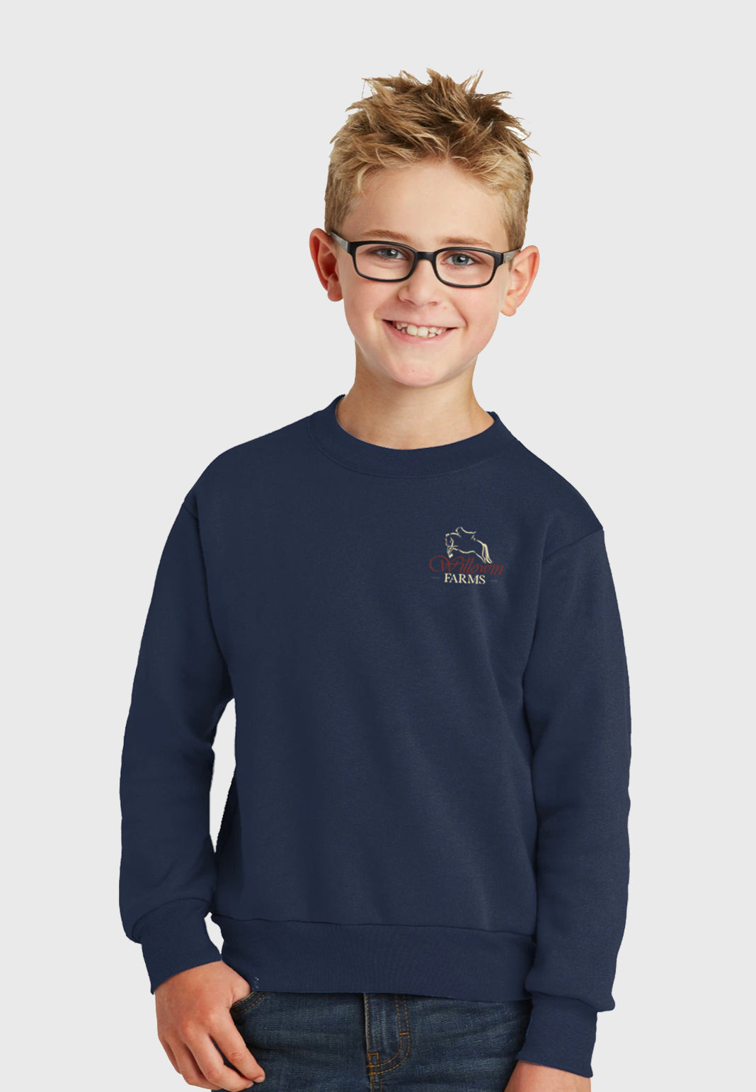 Willowin Farms Port & Company® Youth Essential Fleece Crewneck Sweatshirt - Navy, Maroon, or White