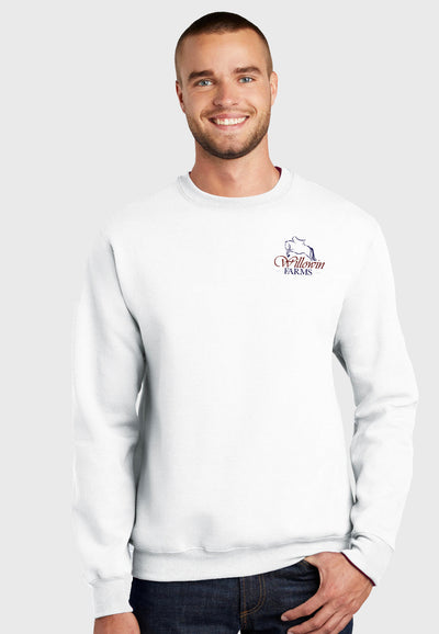 Willowin Farms Adult (Unisex) Essential Fleece Crewneck Sweatshirt - White, Navy, or Maroon
