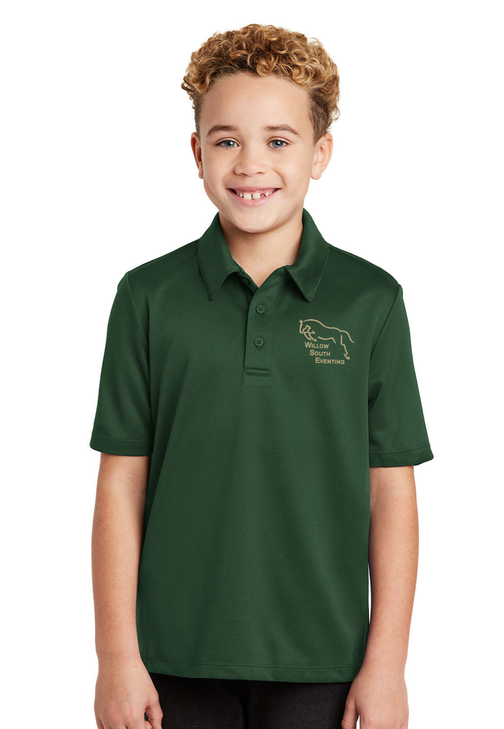 Willow South Eventing Youth Port Authority® Silk Touch™ Polo - Hunter Green