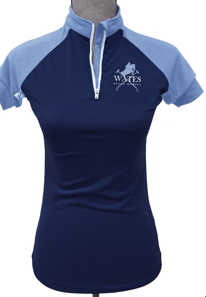 Wates Sport Horses Short Sleeve Custom Sun Shirt - Navy    Ladies + Youth Sizes