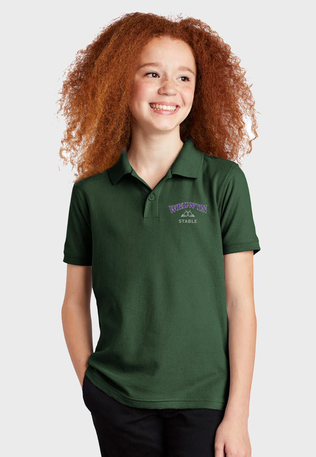 Welwyn Stable Port Authority® Youth Classic Pique Polo - Forest Green