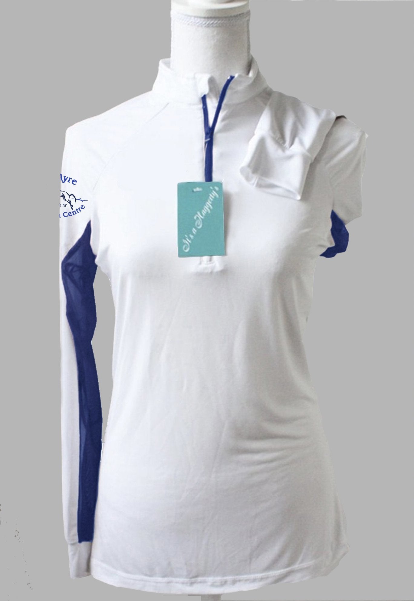 GlenAyre Equestrian Custom Sun Shirt - White with Navy Accents