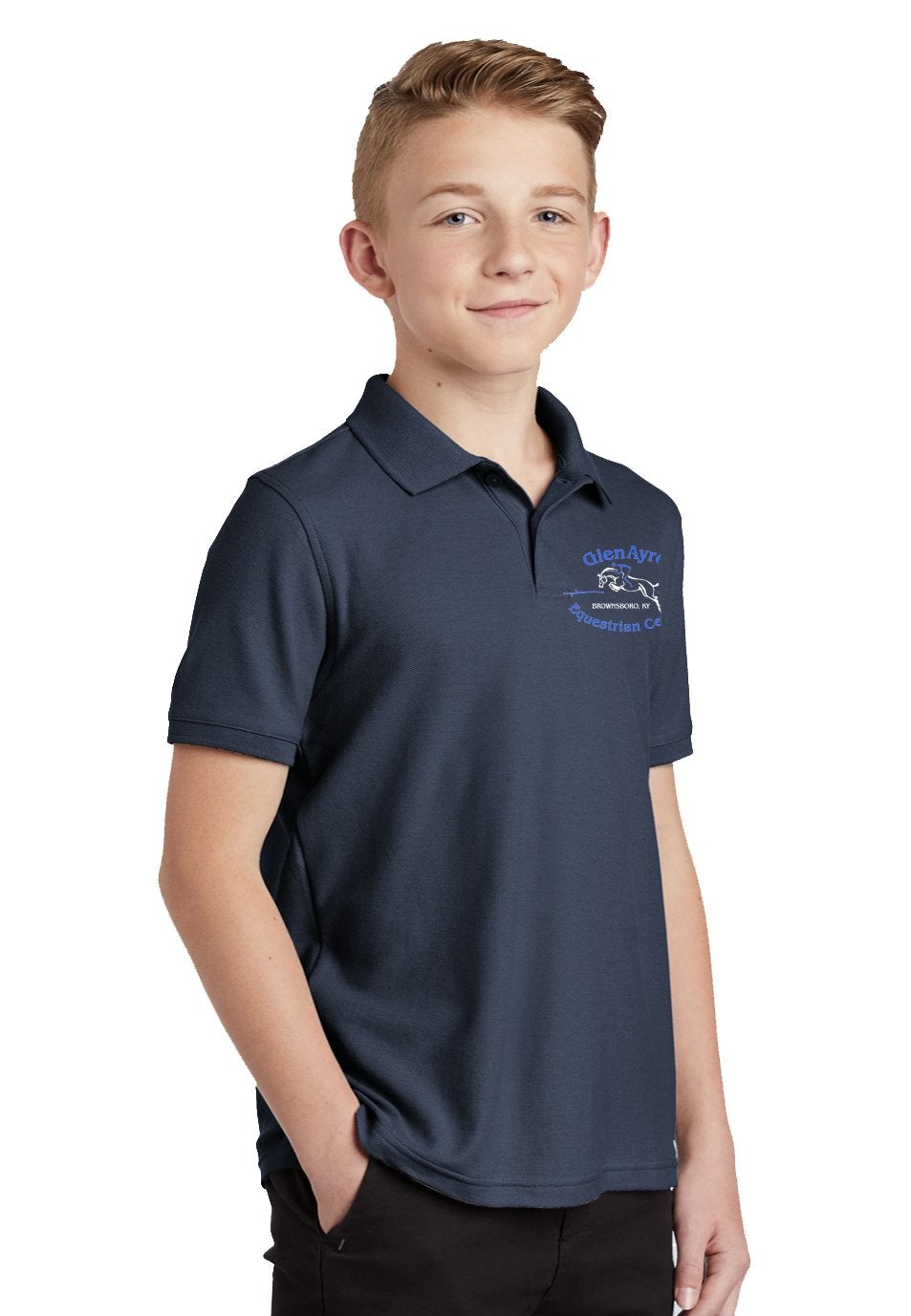GlenAyre Equestrian Youth Classic Pique Polo - Navy